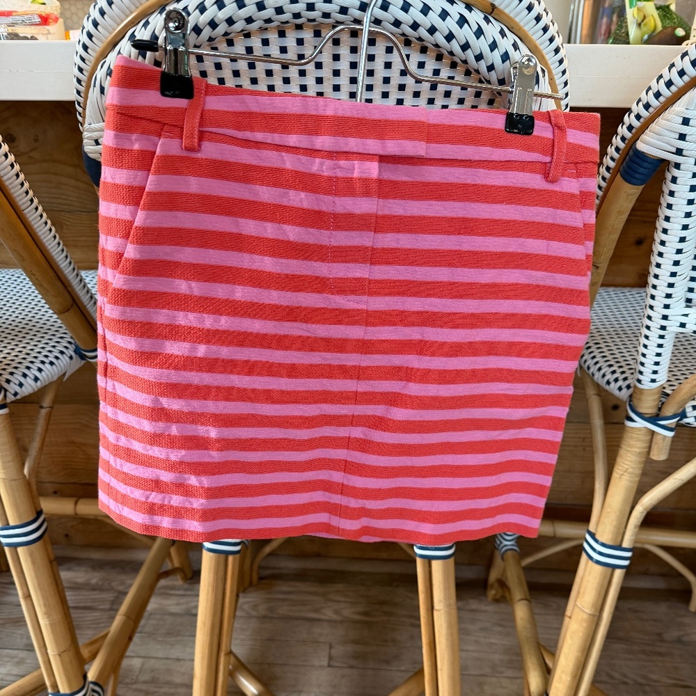 JCrew Pink &‎ Orange Striped Hip Slung Mini Skirt Women's Size 2 - Picture 3 of 13